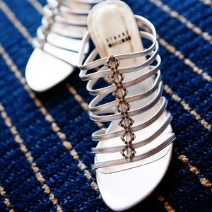 Stuart Weitzman Silver Crystal Heels Sz 6